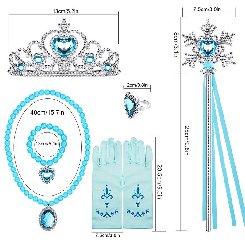 Golray Princess Dress Up Accessories Jewelry Play Toy Set for Girls with Headband Braid Wig, Crowns, Necklaces, Wands, Rings, Bracelets Gloves Cinderella Costume Accessories - Image 3